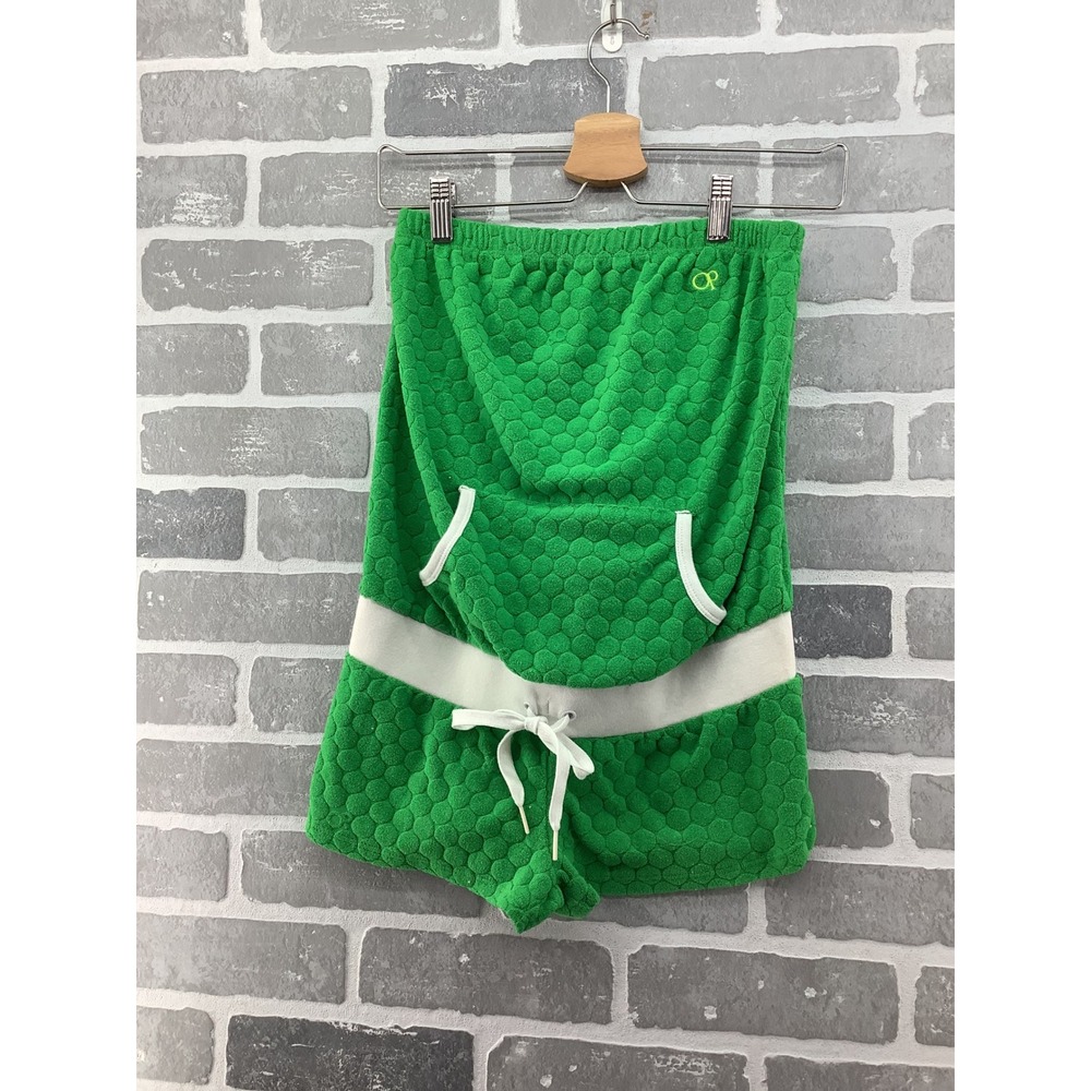Ocean Pacific OP Womens Green Terry Cloth Honeycomb Strapless Romper Coverup